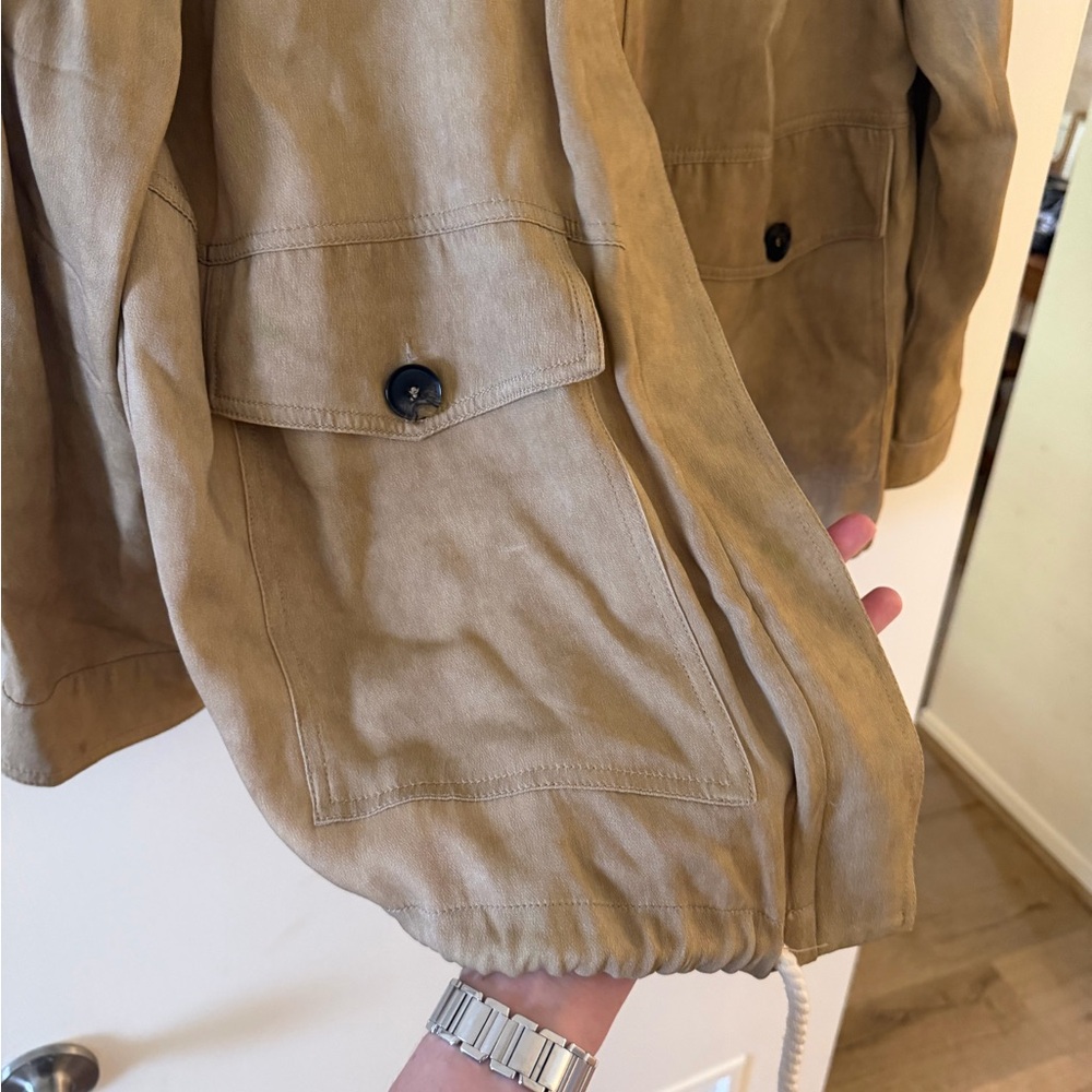 ZARA Tan Lightweight Safari Button Jacket - Picture 5 of 7